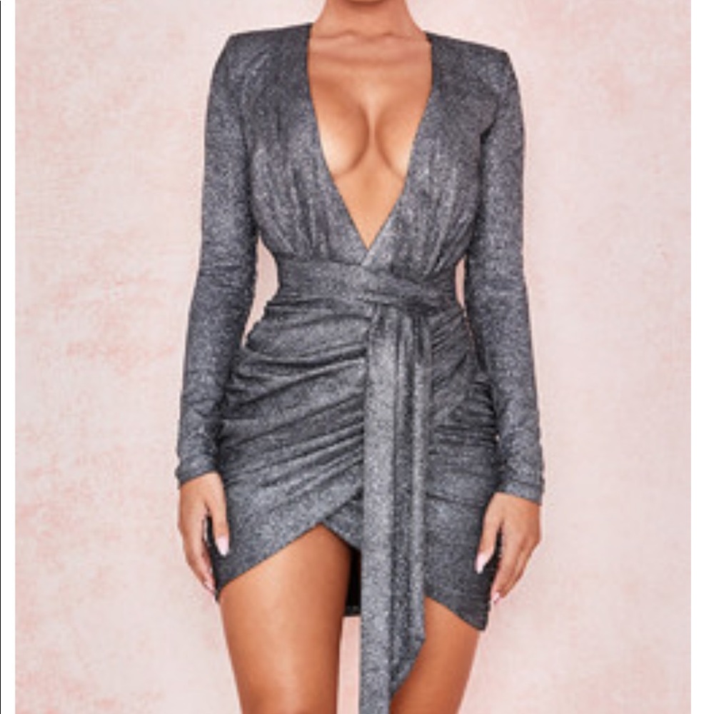 House of CB “Annukka” Graphite sparkle wrap dress. Worn once.